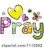 Poster, Art Print Of Colorful Sketched Pray Text 1