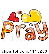 Poster, Art Print Of Colorful Sketched Pray Text 2
