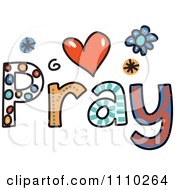 Poster, Art Print Of Colorful Sketched Pray Text 3