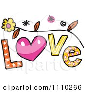 Poster, Art Print Of Colorful Sketched Love Text