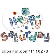 Clipart Colorful Sketched Happy Saturday Text Royalty Free Vector Illustration