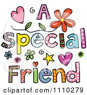 Clipart Colorful Sketched A Special Friend Text Royalty Free Vector Illustration
