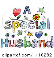 Clipart Colorful Sketched A Special Husband Text Royalty Free Vector Illustration