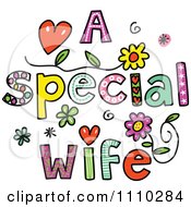 Clipart Colorful Sketched A Special Wife Text Royalty Free Vector Illustration