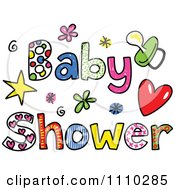 Poster, Art Print Of Colorful Sketched Baby Shower Text