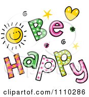 Poster, Art Print Of Colorful Sketched Be Happy Text