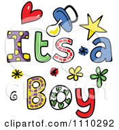 Clipart Colorful Sketched Its A Boy Text Royalty Free Vector Illustration by Prawny