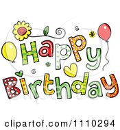 Poster, Art Print Of Colorful Sketched Happy Birthday Text 2