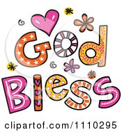 Colorful Sketched God Bless Text 1