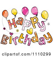 Poster, Art Print Of Colorful Sketched Happy Birthday Text 1