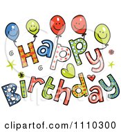 Clipart Colorful Sketched Happy Birthday Text 2 Royalty Free Vector Illustration
