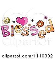 Clipart Colorful Sketched Blessed Text Royalty Free Vector Illustration