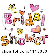 Poster, Art Print Of Colorful Sketched Bridal Shower Text 1
