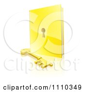 Poster, Art Print Of 3d Golden Padlock Book And Skeleton Key With A Reflection
