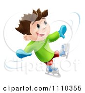 Poster, Art Print Of 3d Happy Boy Dancing And Having Fun While Ice Skating