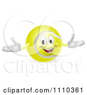 Clipart 3d Happy Tennis Ball Mascot Royalty Free Vector Illustration