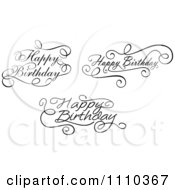 Poster, Art Print Of Black And White Ornate Hand Written Happy Birthday Greetings 2