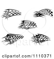 Poster, Art Print Of Black And White Tribal Checkered Racing Flags 2