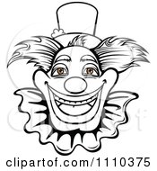 Clipart Black And White Friendly Happy Clown With Brown Eyes Royalty Free Vector Illustration