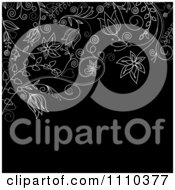 Poster, Art Print Of Black And White Floral Background With Copyspace