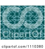 Poster, Art Print Of Seamless Teal And Turquoise Floral Swirl Background Pattern