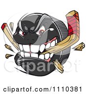Poster, Art Print Of Aggressive Hockey Puck Biting And Snapping A Stick 2