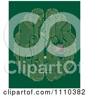 Poster, Art Print Of Circuit Board Computer Brain With A Memory Chip On Green