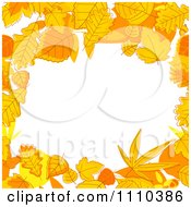 Poster, Art Print Of Orange Autumn Leaf Border Around Copyspace
