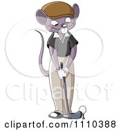 Clipart Sporty Mouse Playing Golf Royalty Free Vector Illustration