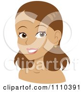 Poster, Art Print Of Happy Woman With Shoulder Length Brunette Hair