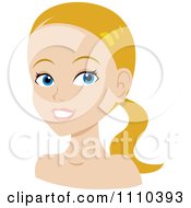 Clipart Happy Blond Woman With Her Hair In A Pony Tail Royalty Free Vector Illustration