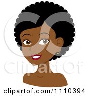 Clipart Happy Black Woman With Curly Or Afro Hair Royalty Free Vector Illustration by Rosie Piter #COLLC1110394-0023