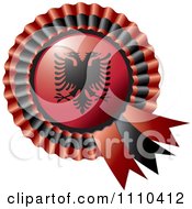 Poster, Art Print Of Shiny Albanian Flag Rosette Bowknots Medal Award