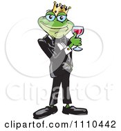 Clipart Frog Prince With Red Wine Royalty Free Vector Illustration