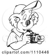 Clipart Black And White Aussie Koala Taking Pictures 2 Royalty Free Vector Illustration