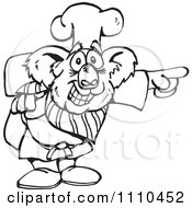 Clipart Black And White Aussie Koala Chef Pointing Royalty Free Vector Illustration