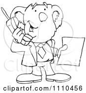 Poster, Art Print Of Black And White Aussie Koala Using A Cell Phone 1