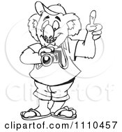 Clipart Black And White Aussie Koala Taking Pictures 1 Royalty Free Vector Illustration
