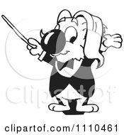 Clipart Black And White Aussie Koala Conductor Waving A Baton Royalty Free Vector Illustration