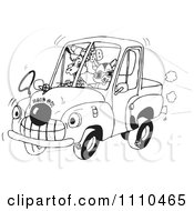 Poster, Art Print Of Black And White Aussie Animals Riding In A Clown Car