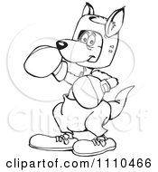 Clipart Black And White Aussie Kangaroo Boxing 1 Royalty Free Vector Illustration