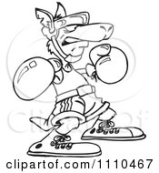 Clipart Black And White Aussie Kangaroo Boxing 2 Royalty Free Vector Illustration