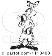 Clipart Black And White Aussie Kangaroo Boxing 3 Royalty Free Vector Illustration