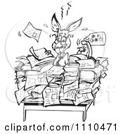 Clipart Black And White Aussie Kangaroo With Paperwork Royalty Free Vector Illustration by Dennis Holmes Designs