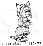 Clipart Black And White Aussie Kangaroo Baby Girl Royalty Free Vector Illustration