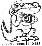 Poster, Art Print Of Black And White Aussie Crocodile Taking Pictures