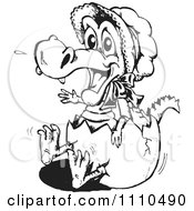 Clipart Black And White Aussie Baby Crocodile Sitting In An Egg Royalty Free Vector Illustration