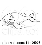 Clipart Black And White Fast Whale Royalty Free Vector Illustration