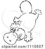 Clipart Black And White Aussie Platypus Swimming 2 Royalty Free Vector Illustration