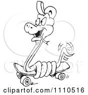 Clipart Black And White Snake Skateboarding Royalty Free Vector Illustration by Dennis Holmes Designs